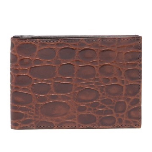 BOSCA - Victoria Croc Embossed Slim Bi-Fold Wallet - Picture 1 of 5